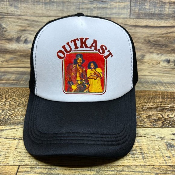 Outkast Mens Trucker Hat Black Snapback 1992 Hip Hop 90s Rap Retro Baseball Cap - Picture 2 of 8